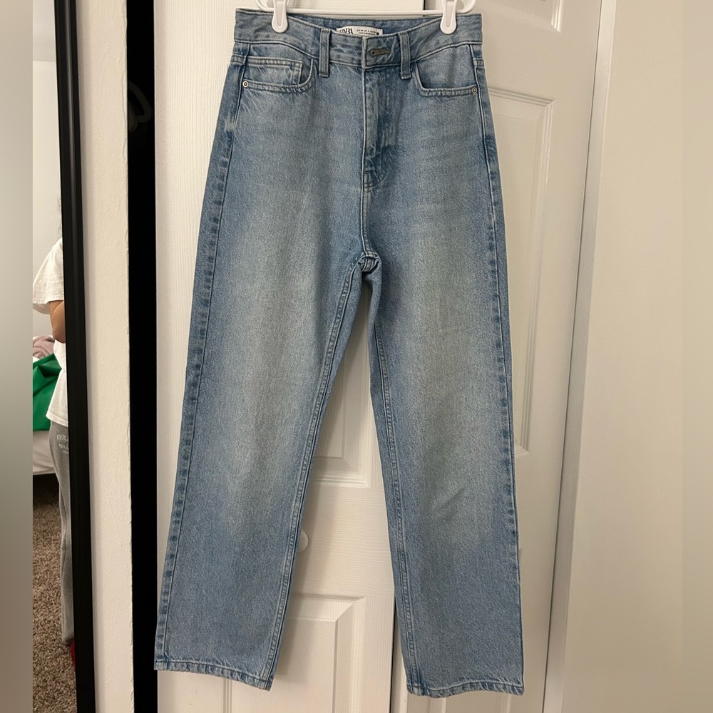Blue High Rise Tapered Jeans - Picture 2 of 4